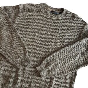 Vintage Men's Oscar de la Renta Tan Cable Knit Designer Sweater XXL